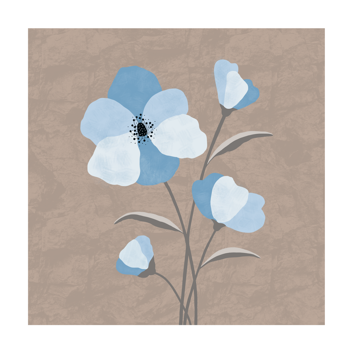 Square greeting card - Blue poppy