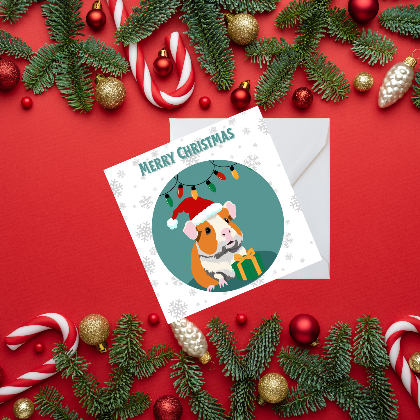 Square Christmas card - Guinea pig