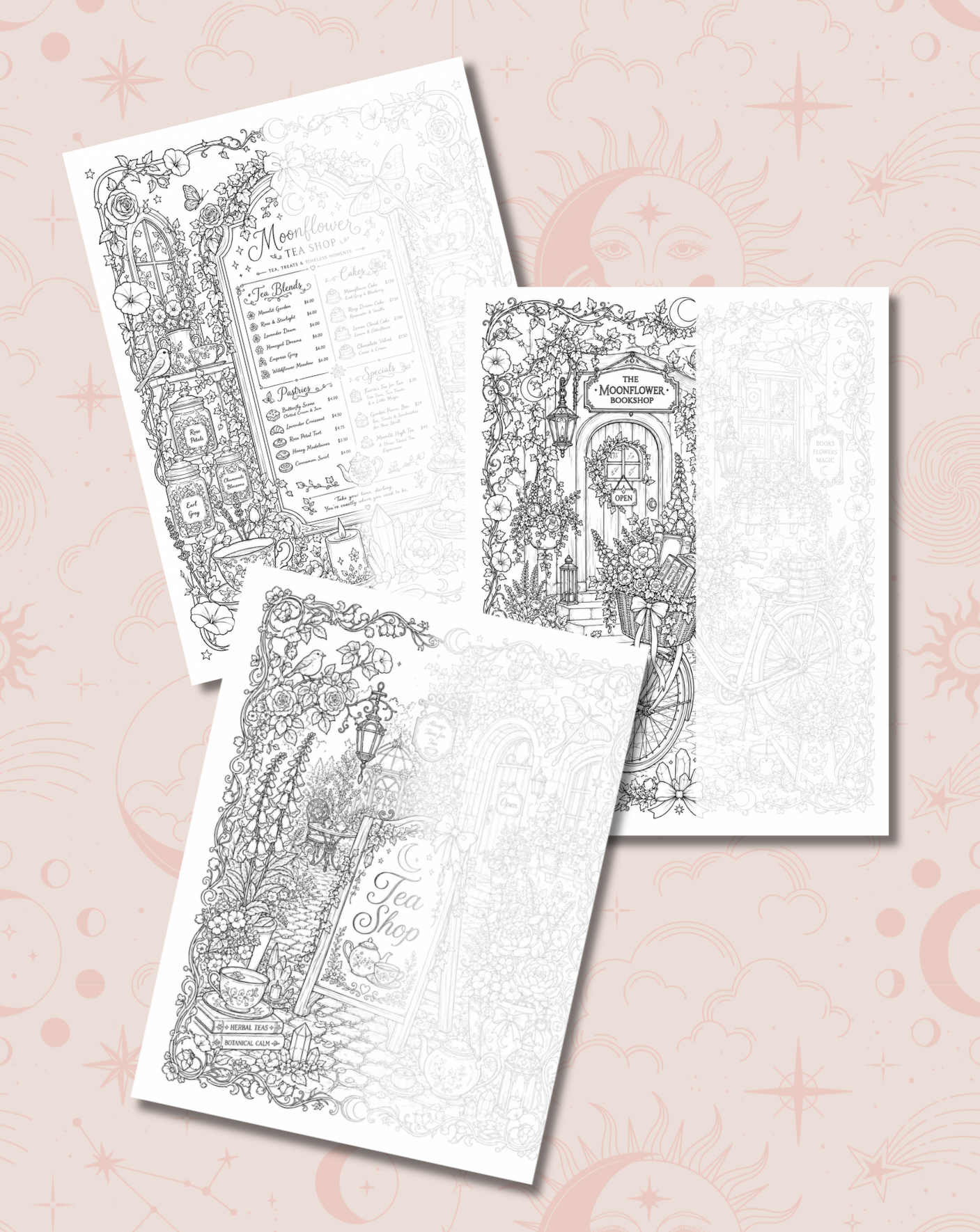 Moonflower Series Samples Pages - Ink Tracing Book (Digital Download)