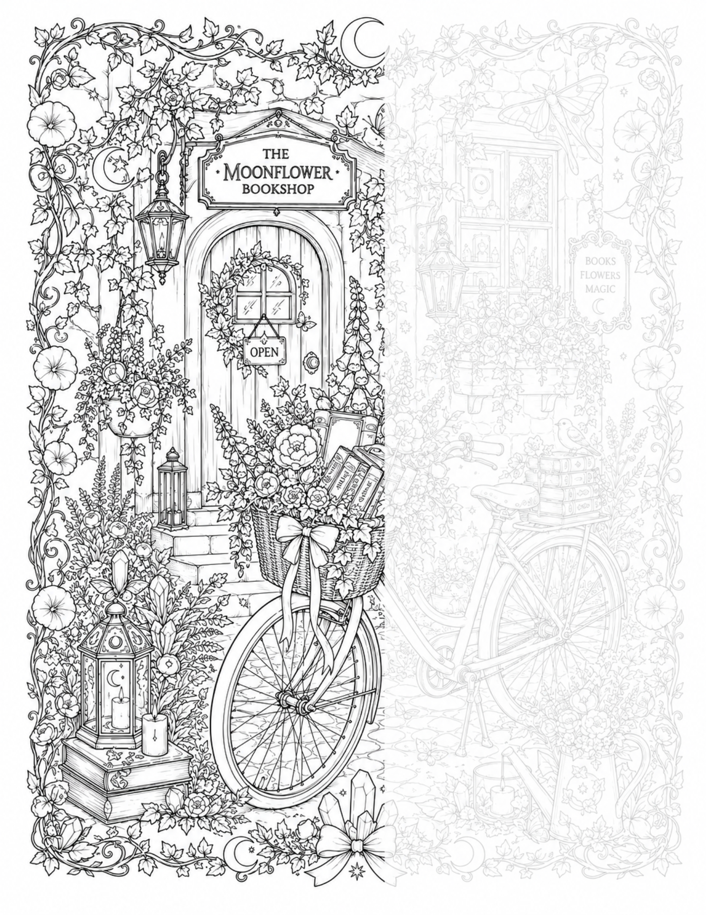Moonflower - Tea & Books - Ink Tracing Book
