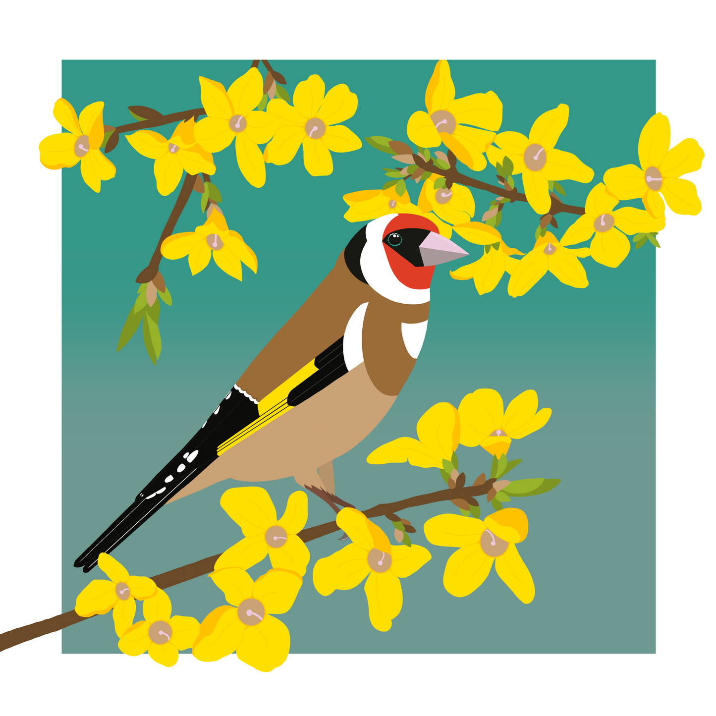 Square greeting card - Goldfinch