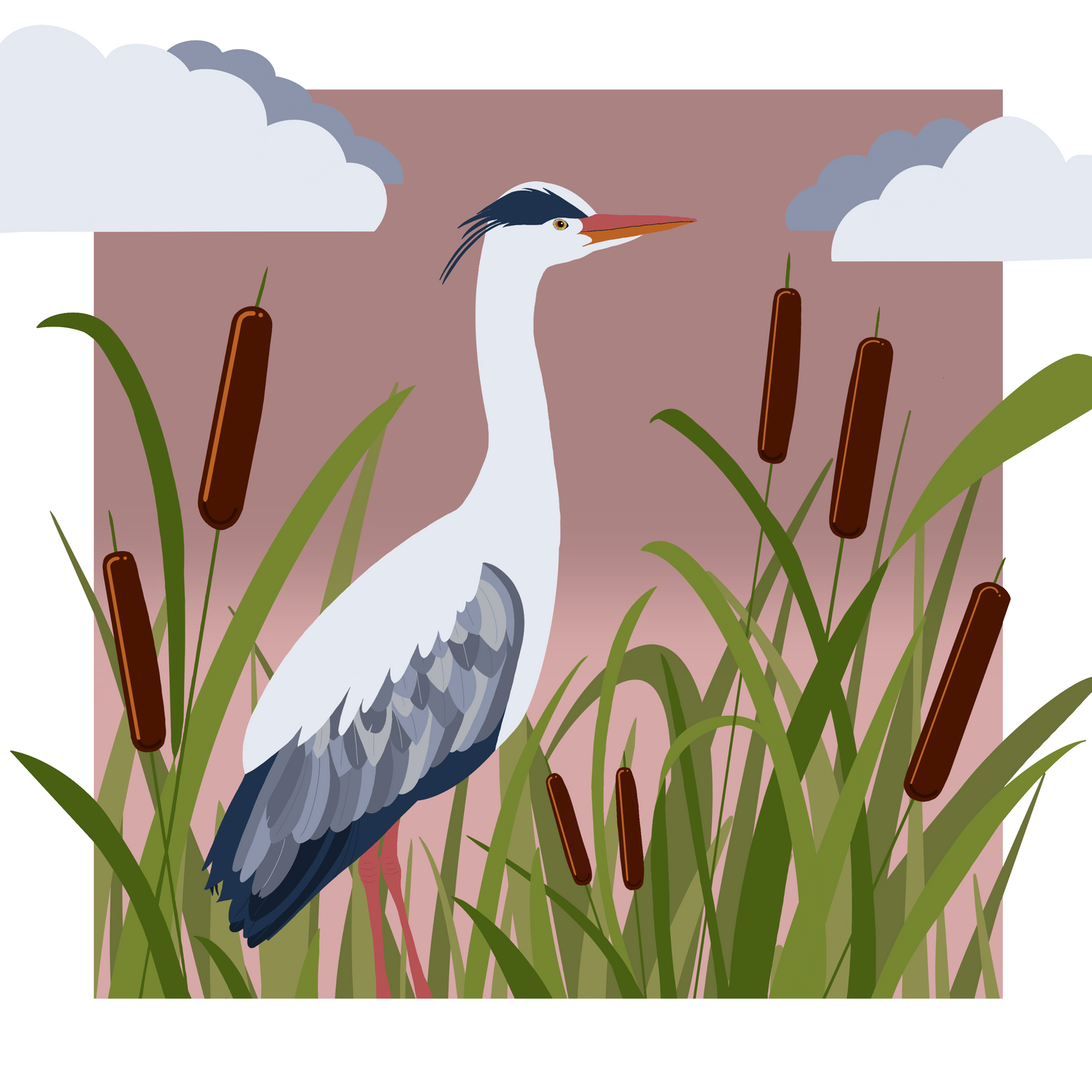 Square greeting card - Heron