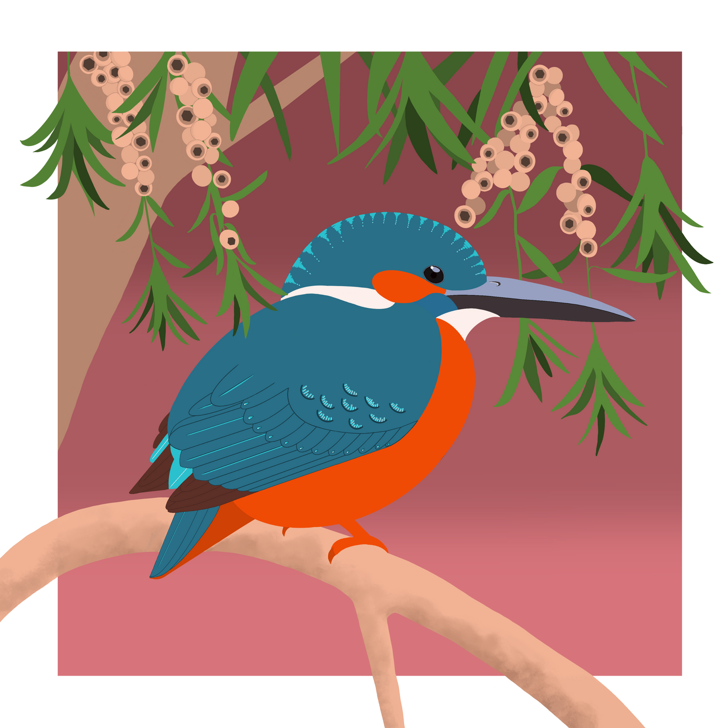Square greeting card - Kingfisher