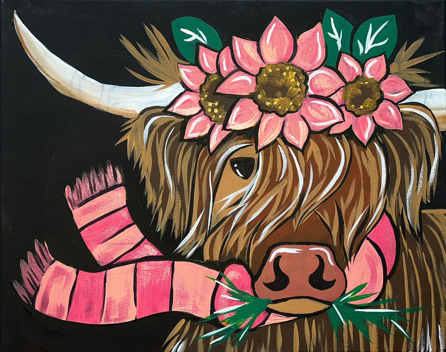 Christmas Theme Acrylic Kit - Scarf Highland Cow