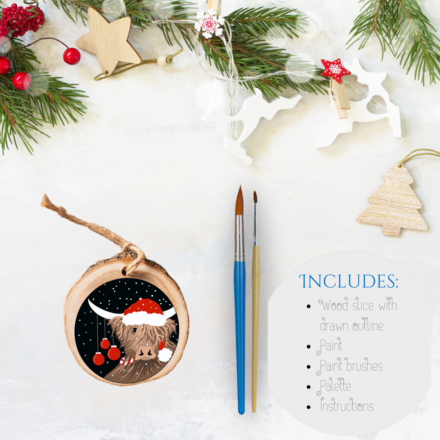 Christmas Theme Wood Slice Acrylic Kit - Christmas Highland