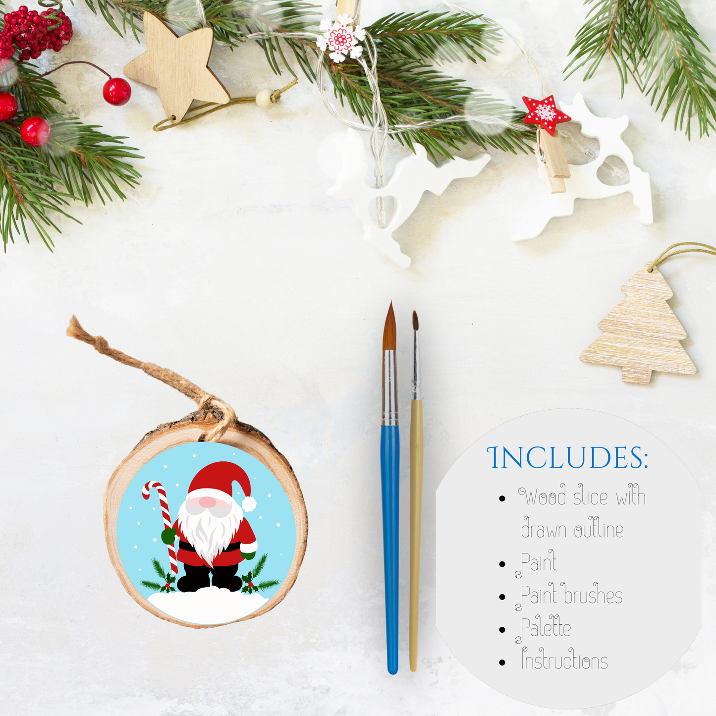 Christmas Theme Wood Slice Acrylic Kit - Festive Gonk