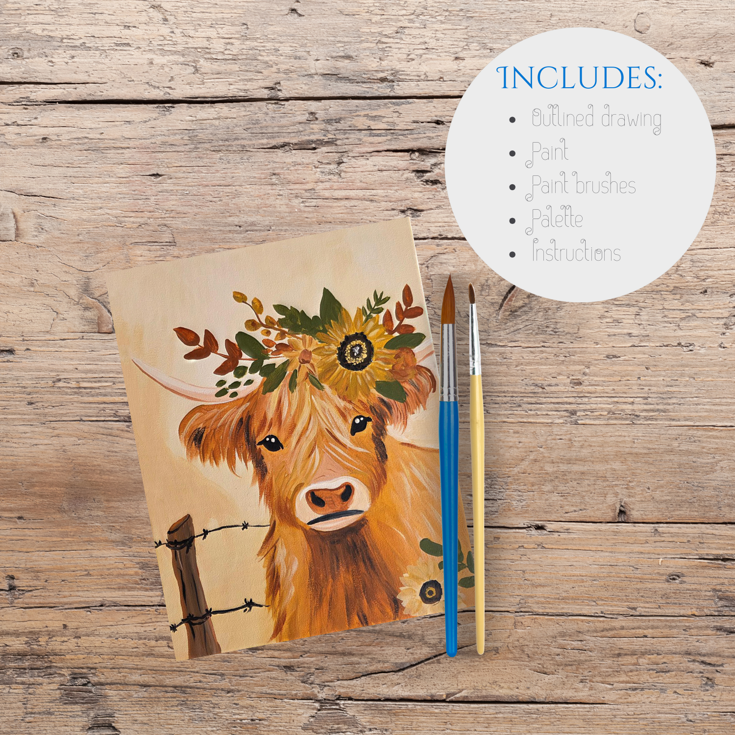 Acrylic Kit - Honey the Highland cow – Blue Tulip Art & Design