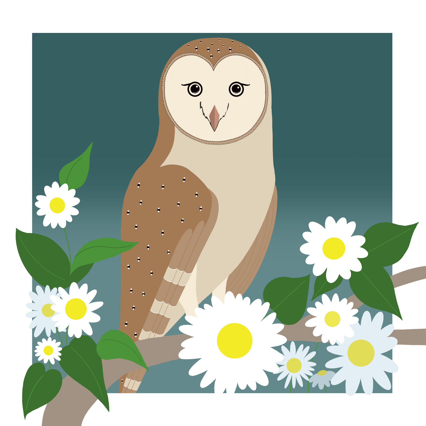 Square greeting card  - Barn owl