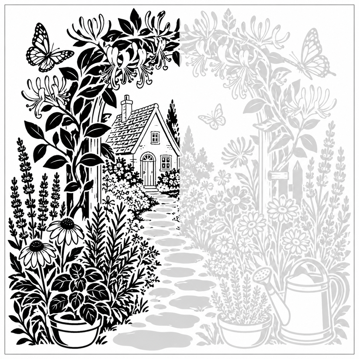 Monochrome Coloring Book - Floral Escapes