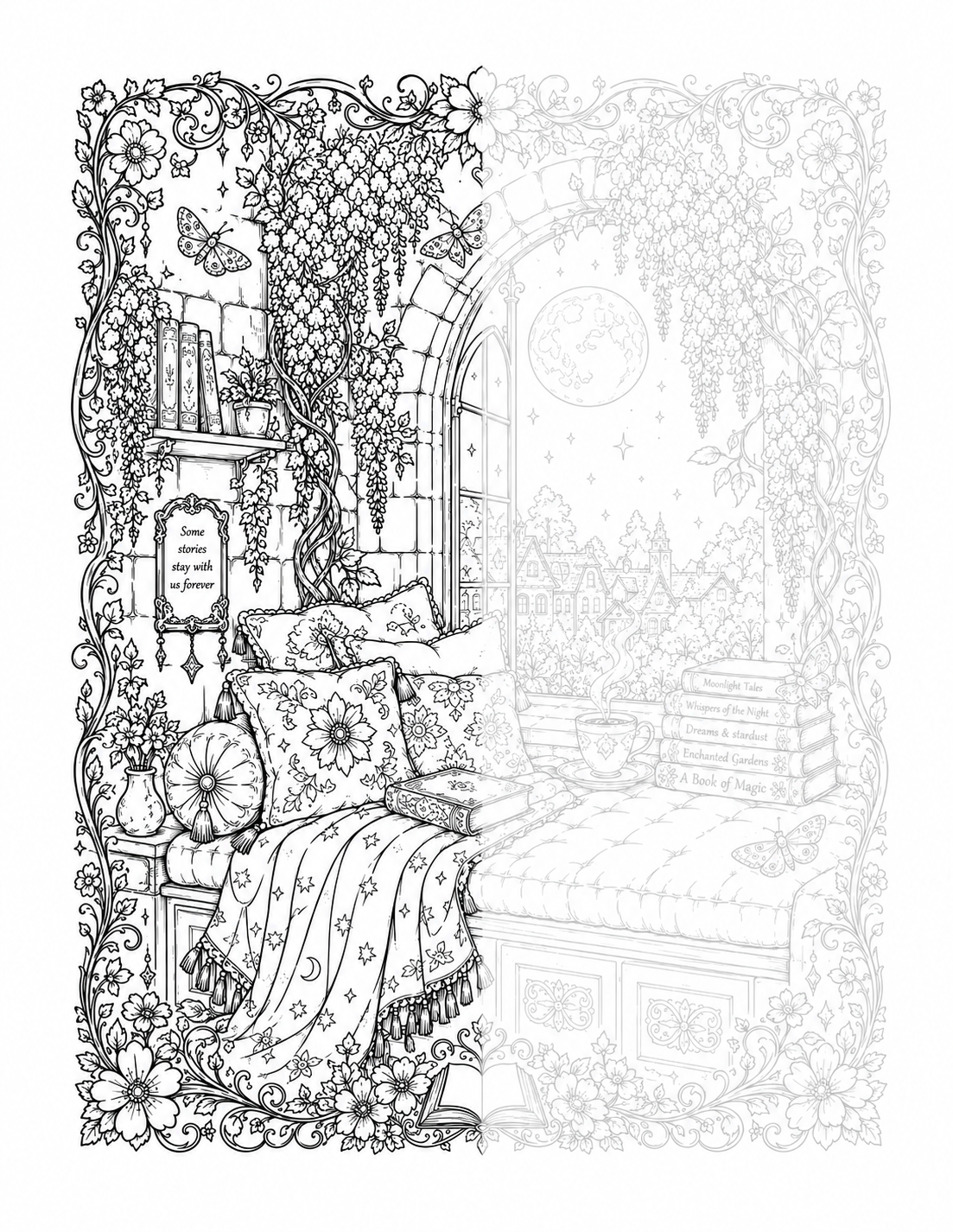 The Moonflower Garden - Ink Tracing Book