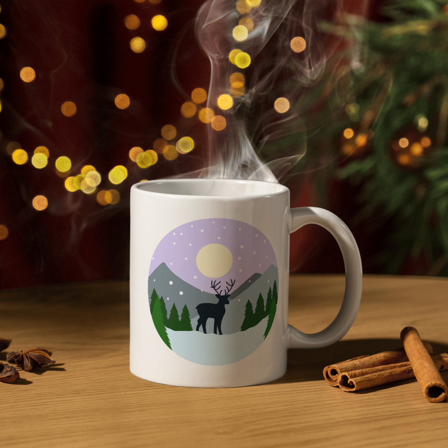 White Ceramic Mug - Winter Scene
