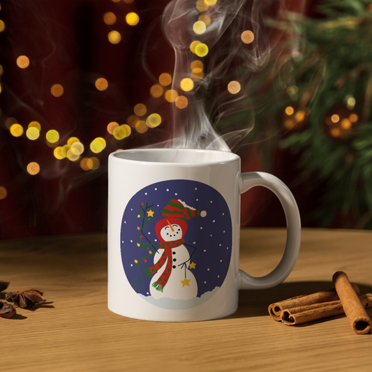 White Ceramic Mug - Christmas Snowman