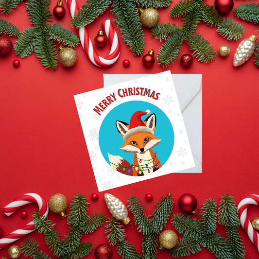 Square Christmas card - Christmas Fox
