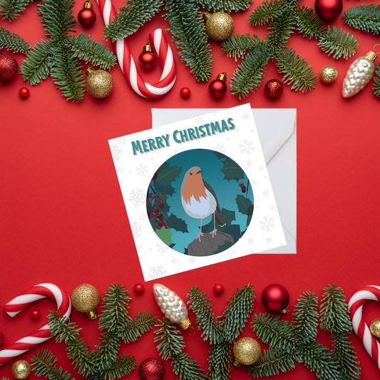 Square Christmas card - Robin