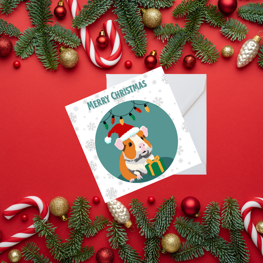 Square Christmas card - Guinea pig