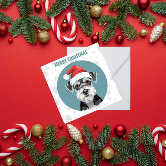 Square Christmas card - Schnauzer