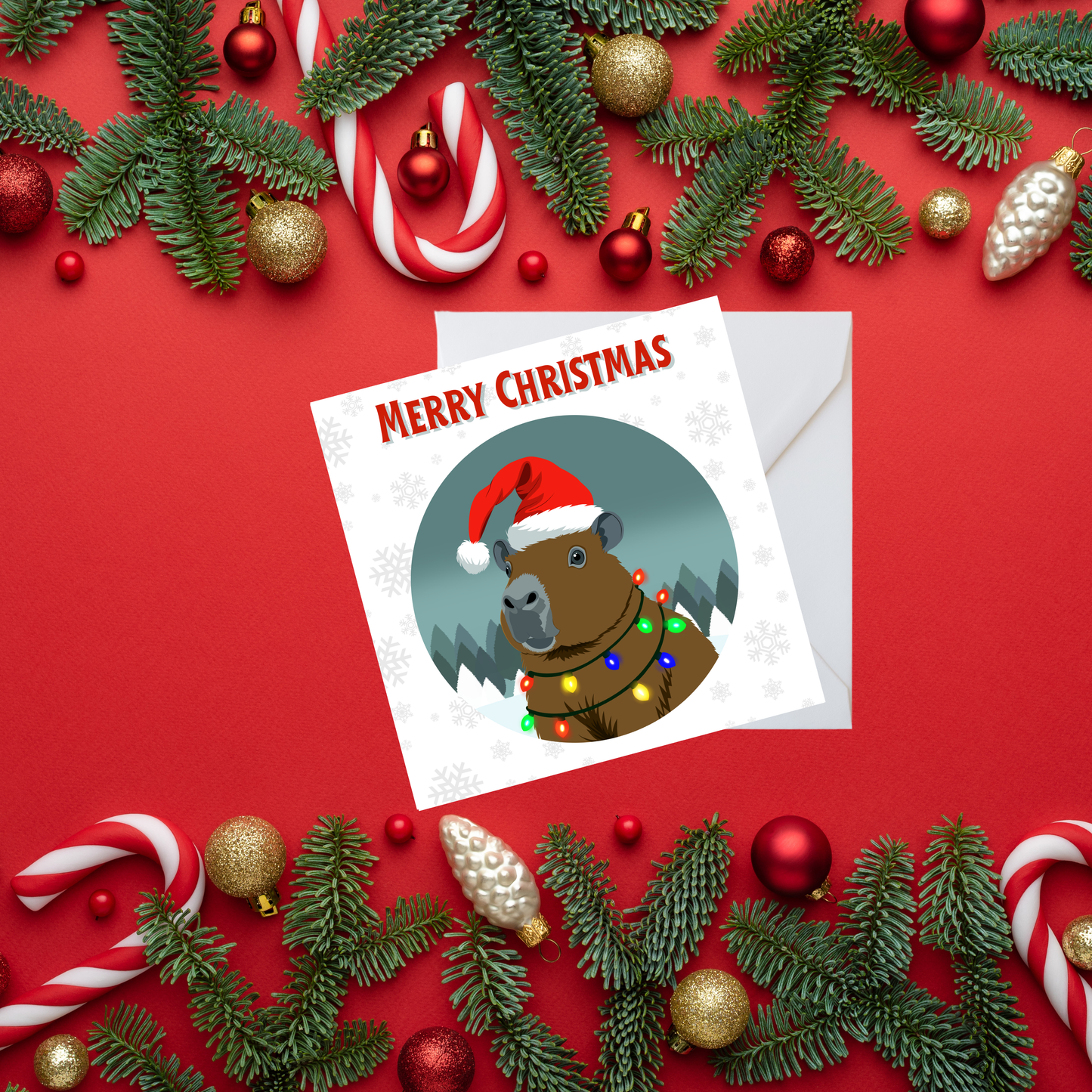 Square Christmas cards - Cute animals  - Pack of 5