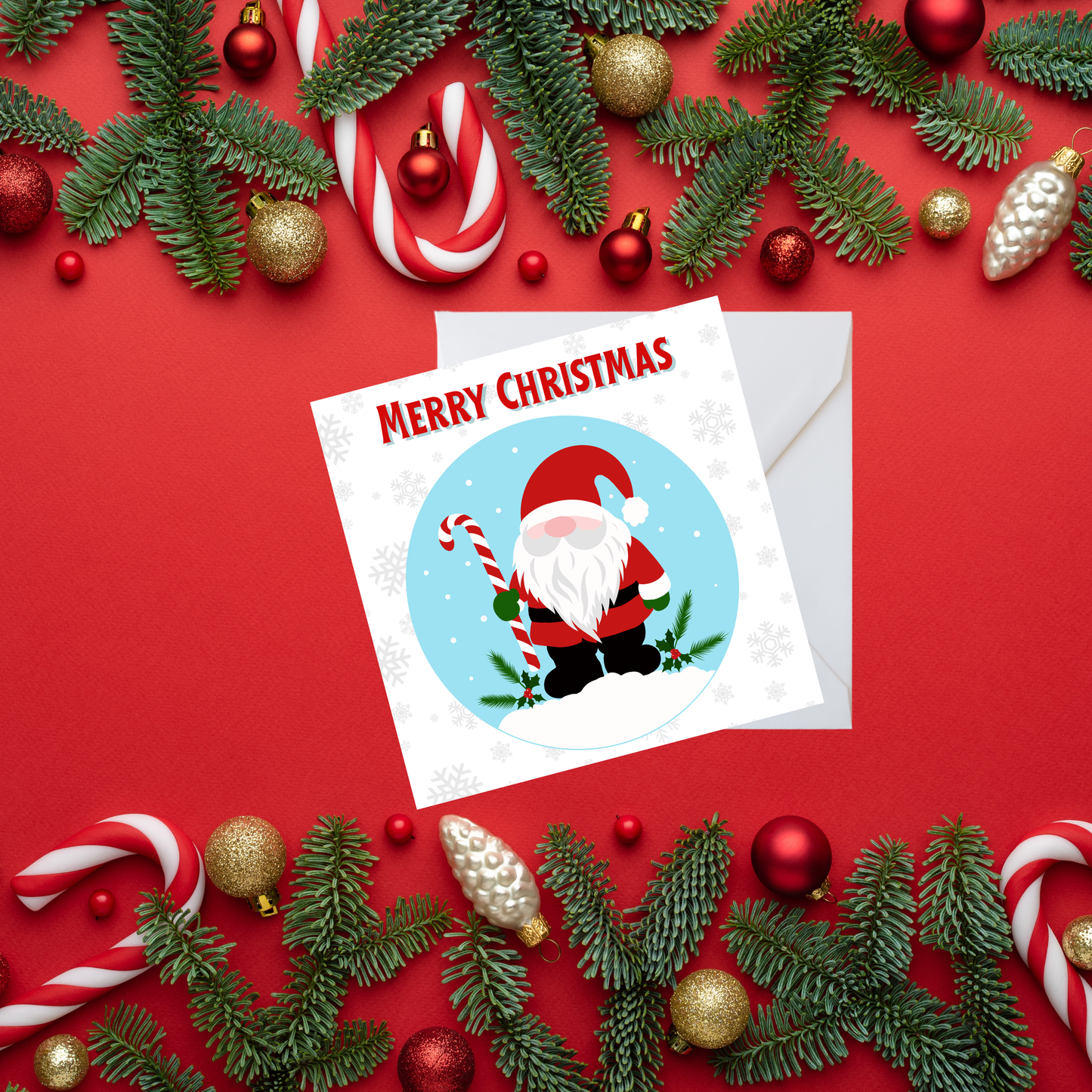 Square Christmas card - Christmas gonk