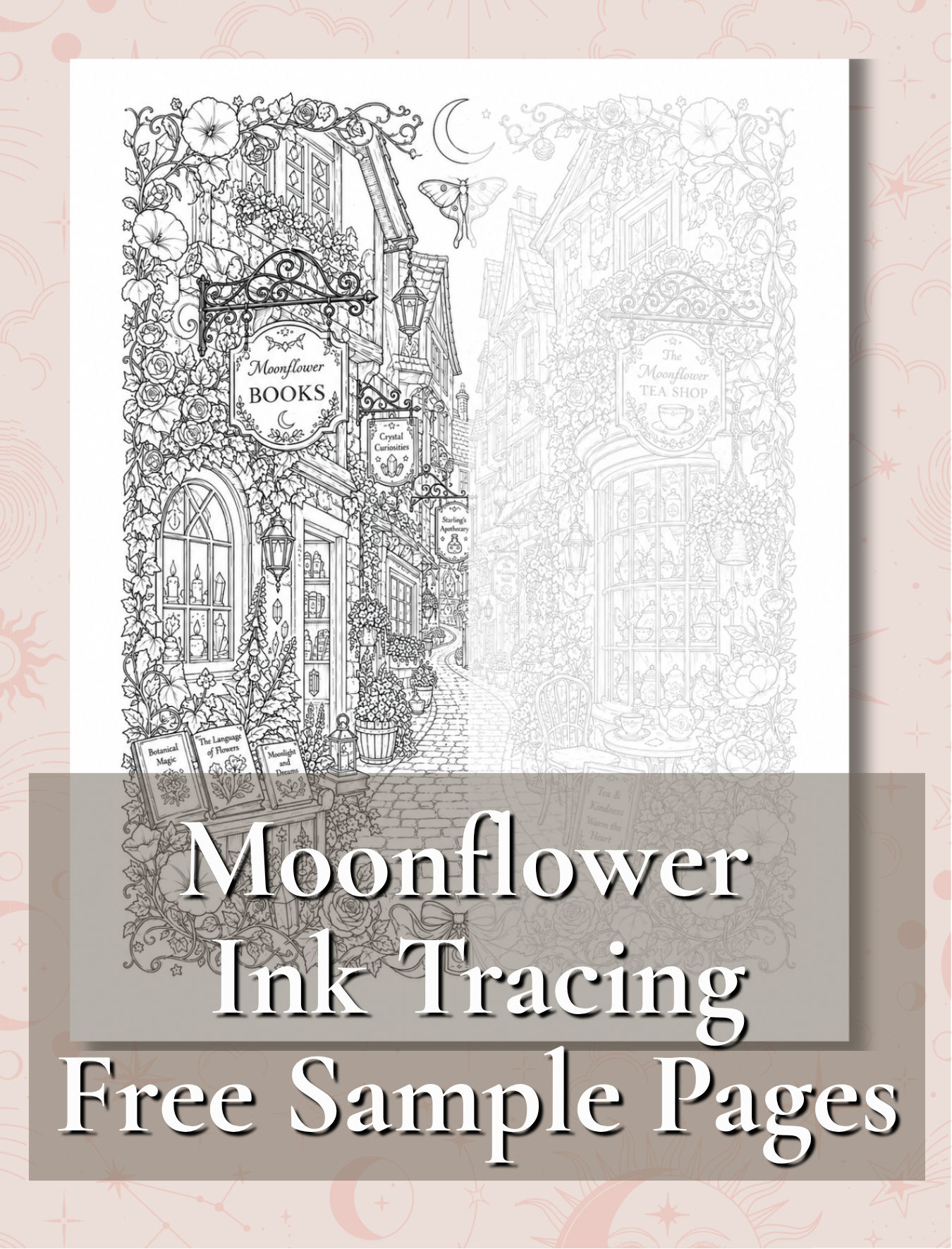 Moonflower Series Samples Pages - Ink Tracing Book (Digital Download)
