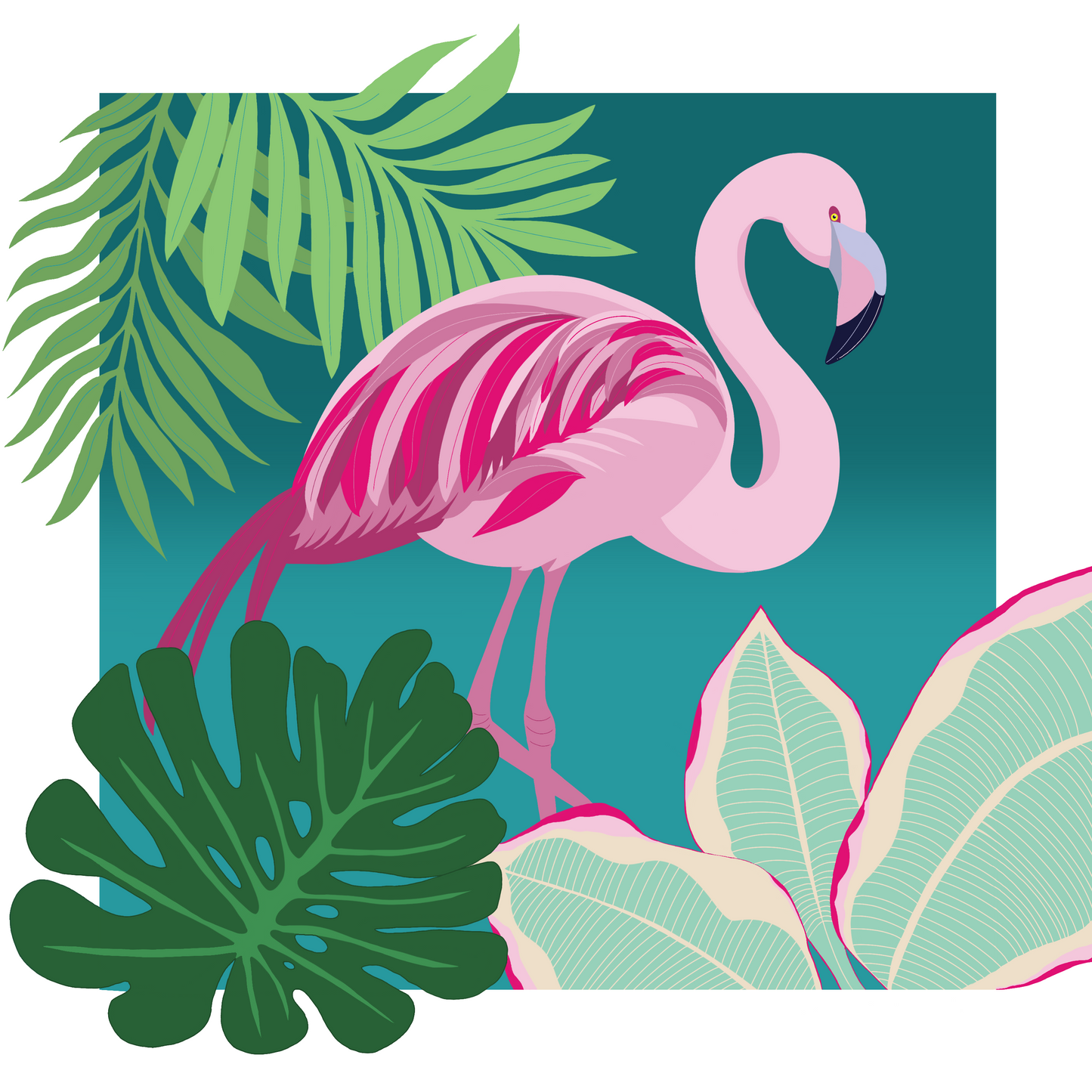 Square greeting card - Flamingo