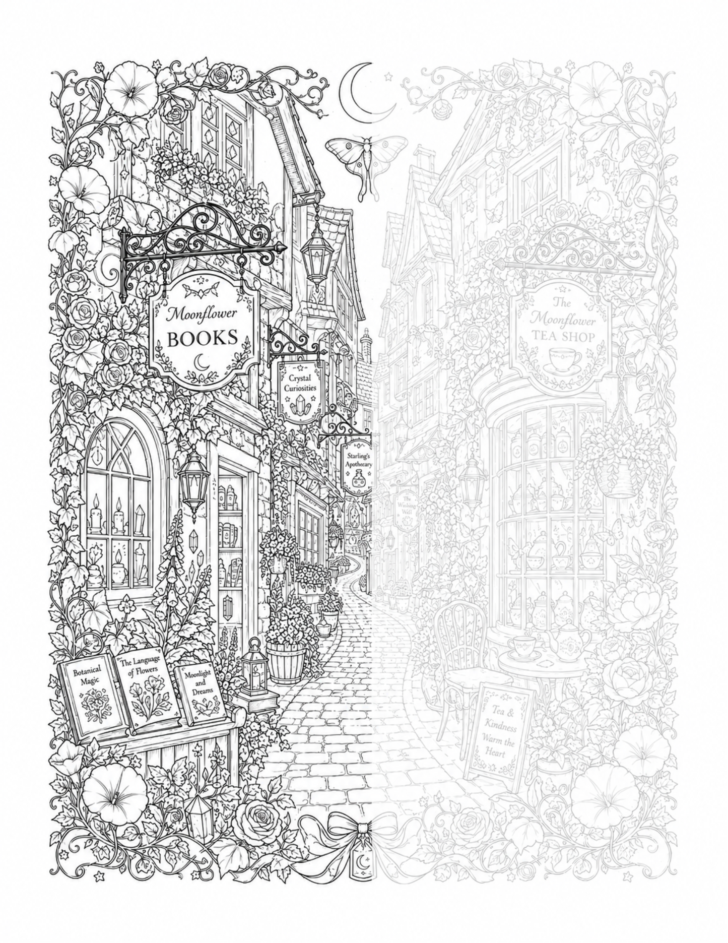 Moonflower - Tea & Books - Ink Tracing Book