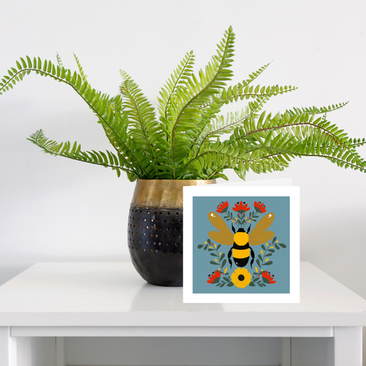 Square greeting card  - Folk art bee