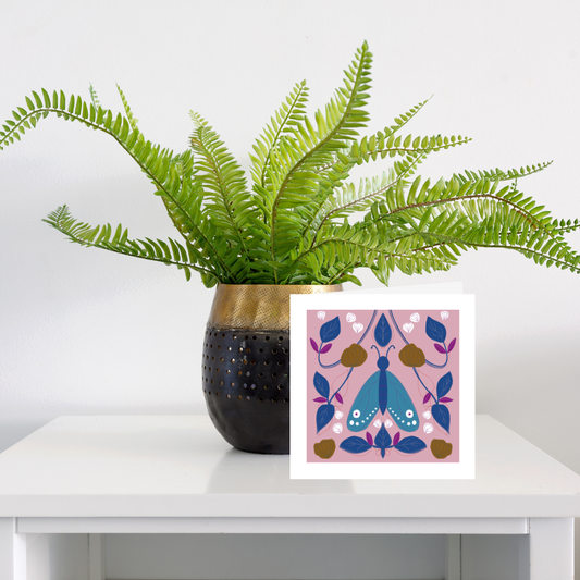 Square greeting card  - Folk art moth