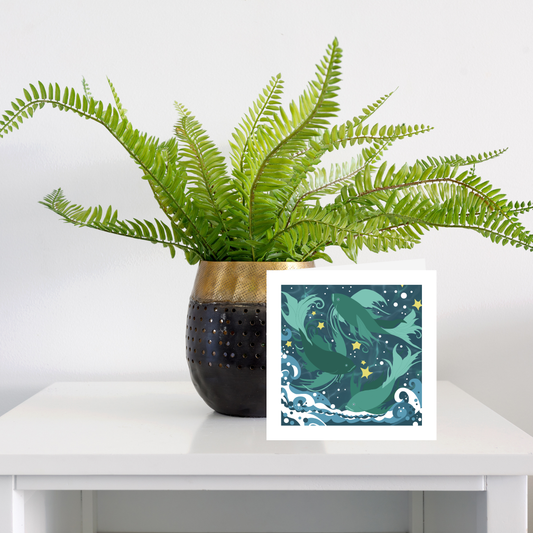 Square greeting card  - Galactic koi