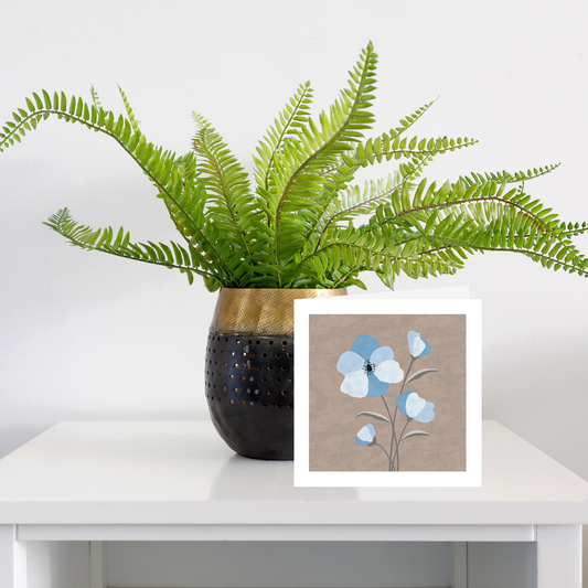 Square greeting card  - Blue poppy
