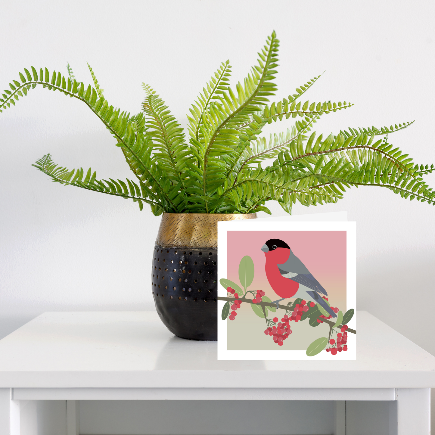 Square greeting card  - Bullfinch