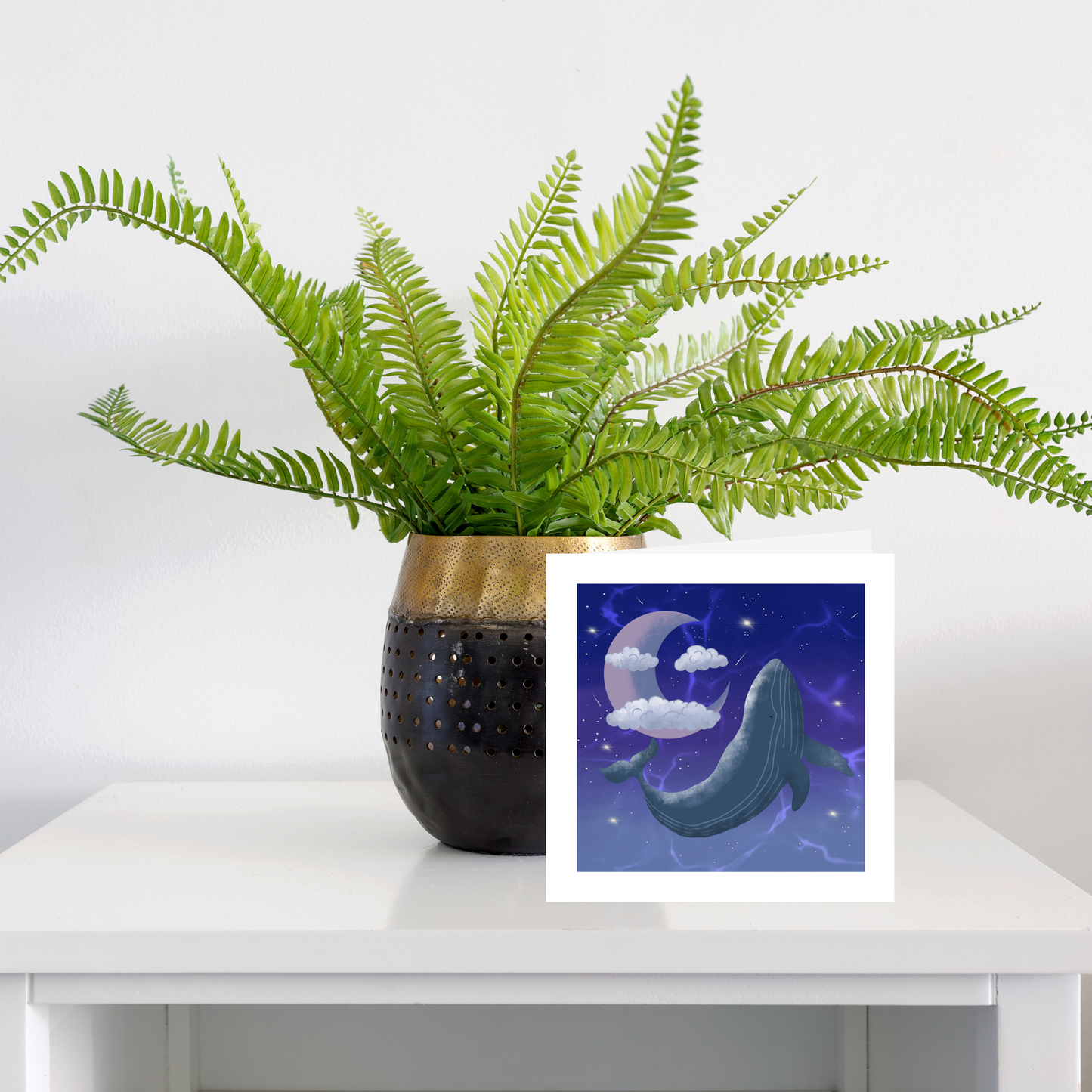 Square greeting card - Galactic Whale