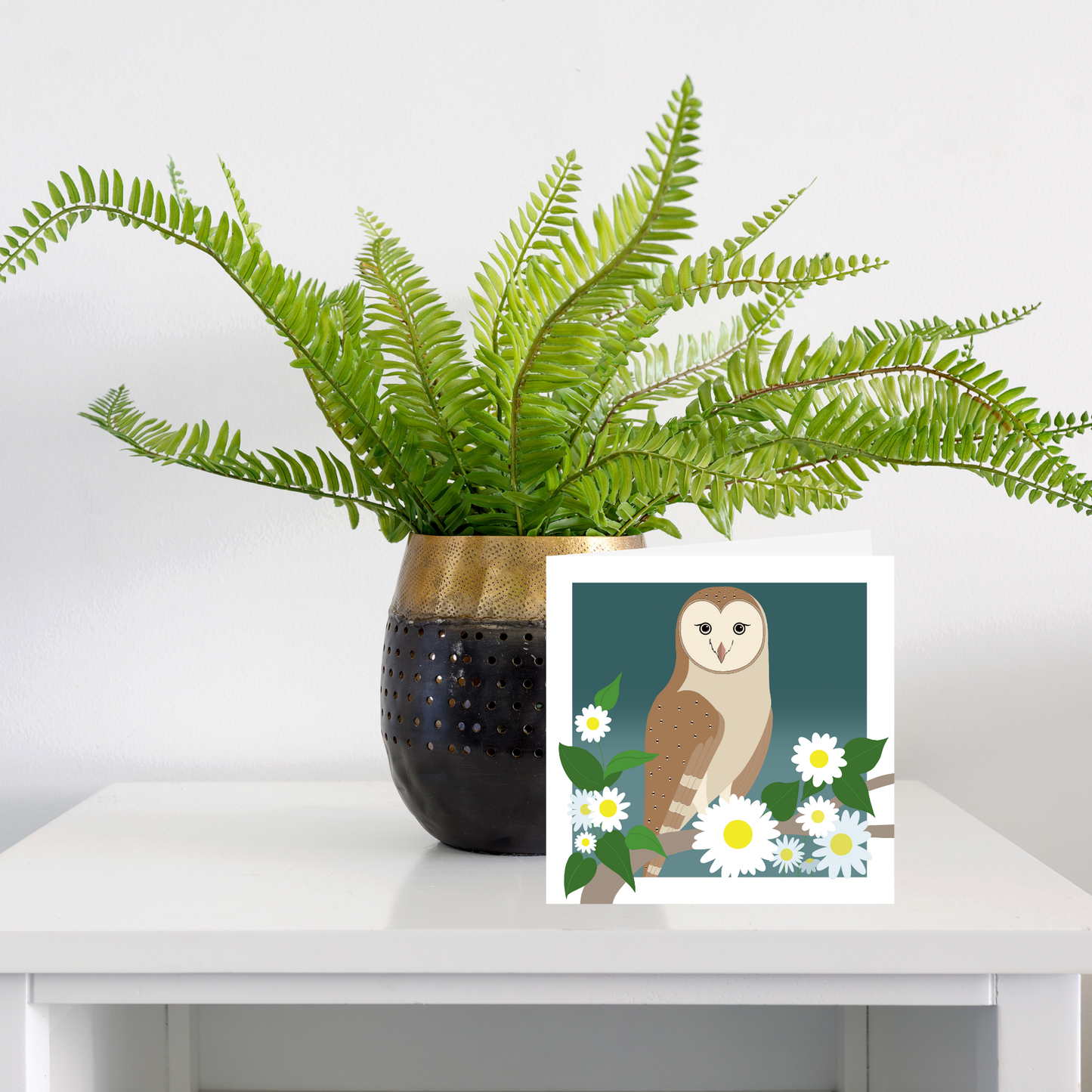 Square greeting card - Barn Owl