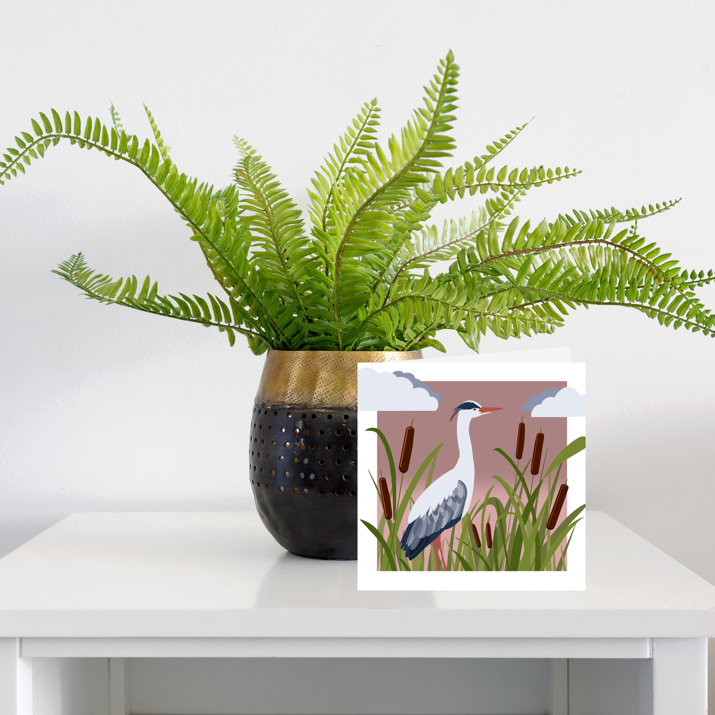 Square greeting card - Heron