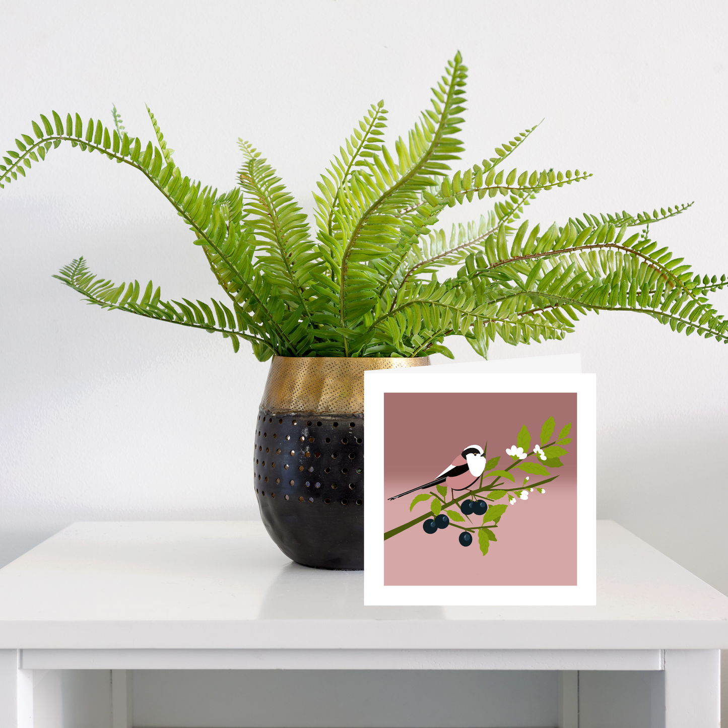 Square greeting card - Long Tailed Tit