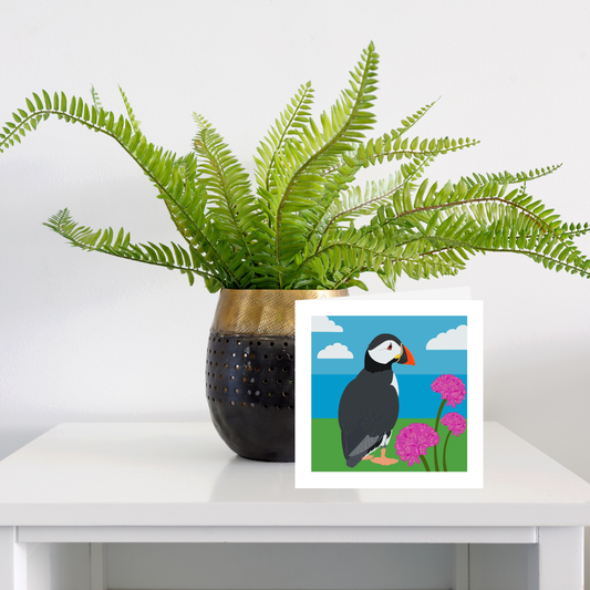 Square greeting card - Puffin