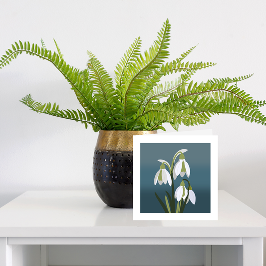 Square greeting card - Snowdrops