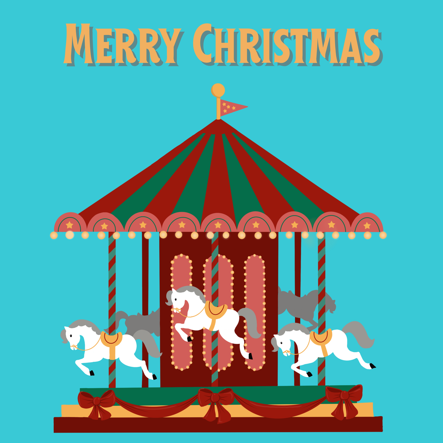 Square Christmas card - Carousel