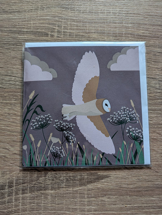 Greeting Card - Barn owl in flight