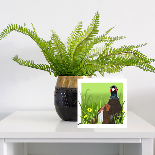 Square greeting card - Pheasant