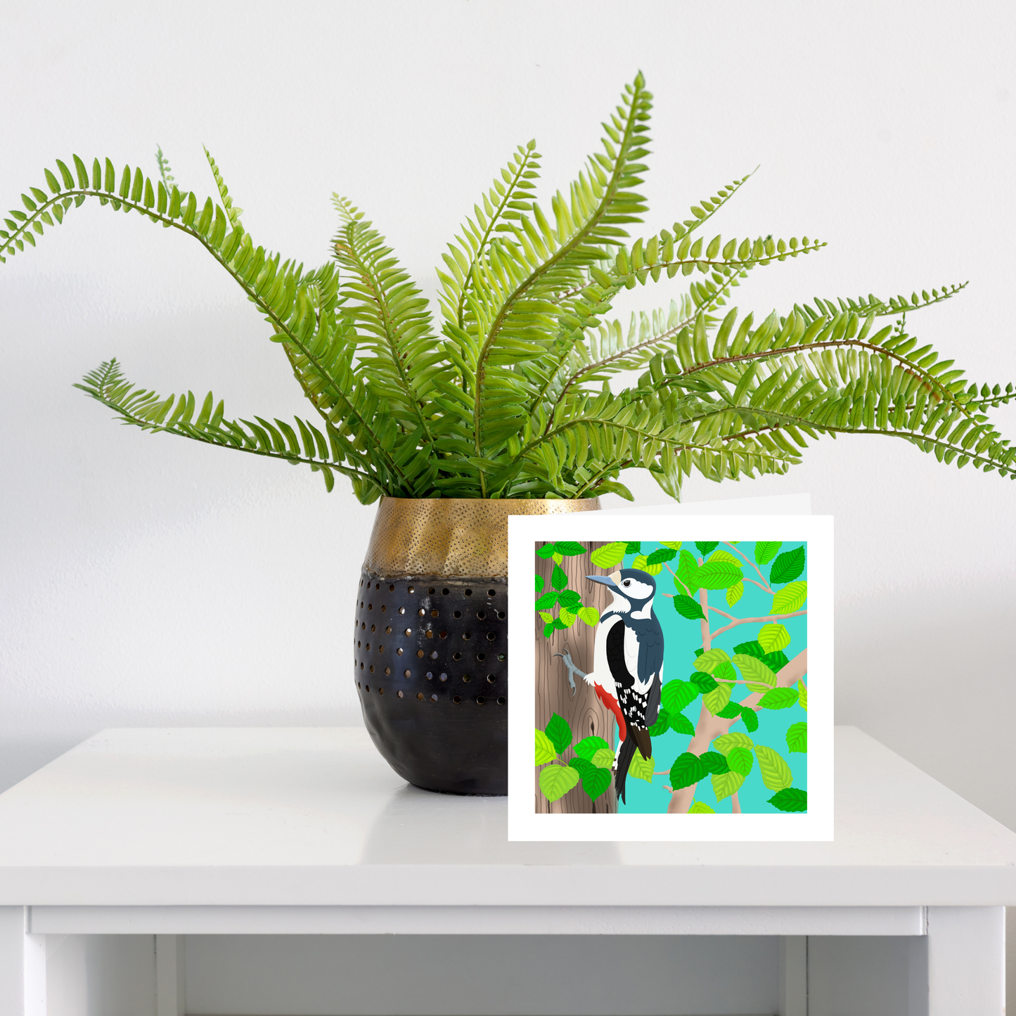 Square greeting card - Woodpecker