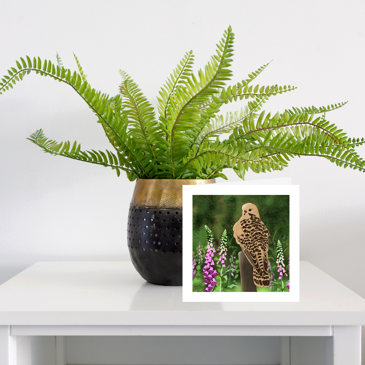 Square greeting card - Kestrel