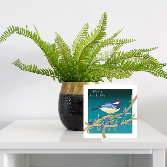 Square greeting card - Fairy Wren - Happy Birthday