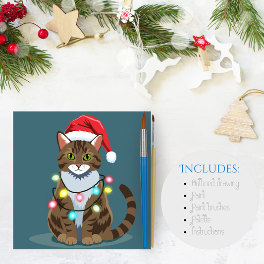 Christmas Theme Acrylic Kit - Festive Tabby cat