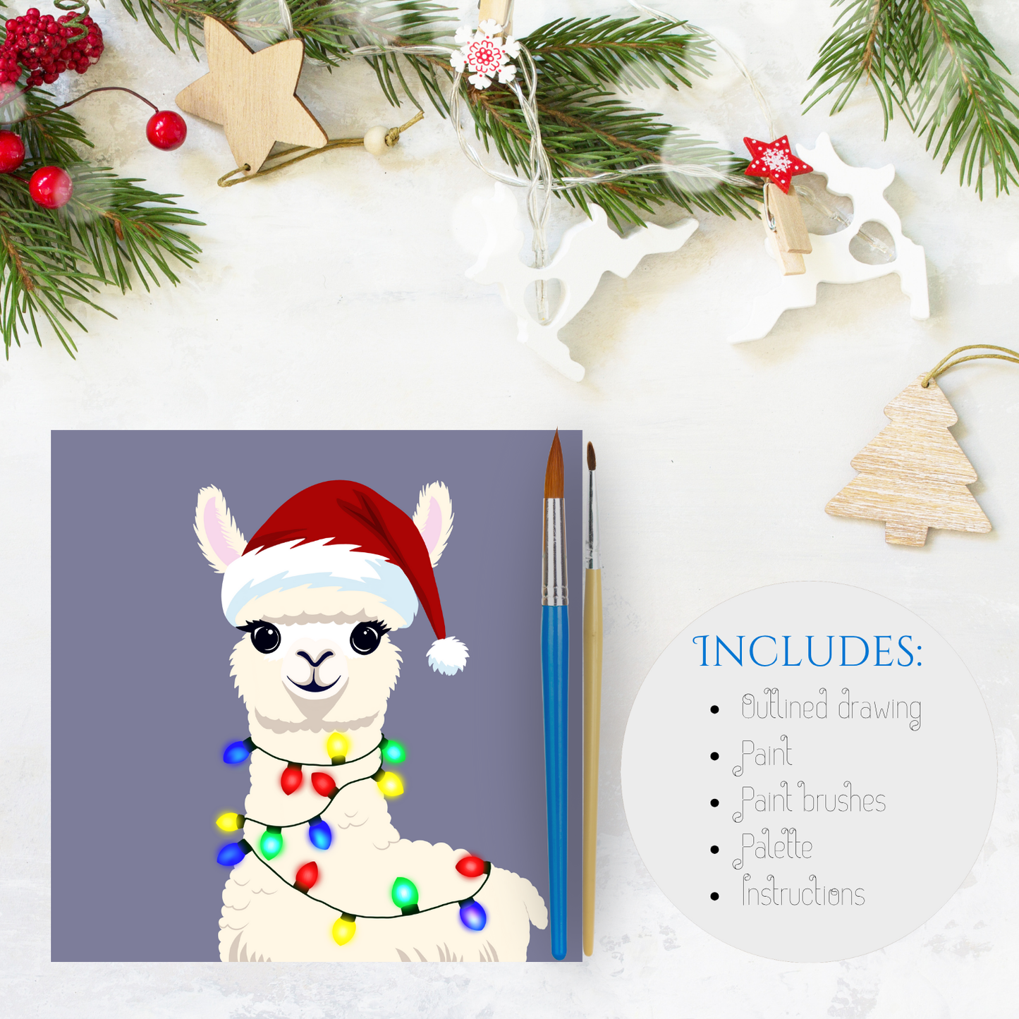 Christmas Theme Acrylic Kit - Festive Llama
