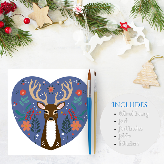 Christmas Theme Acrylic Kit - Festive Folk Art Deer