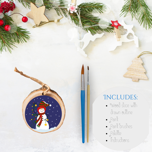 Christmas Theme Wood Slice Acrylic Kit - Snowman