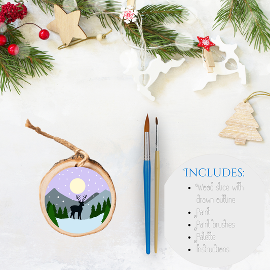 Christmas Theme Wood Slice Acrylic Kit - Winter Deer