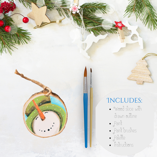 Christmas Theme Wood Slice Acrylic Kit - Happy Snowman