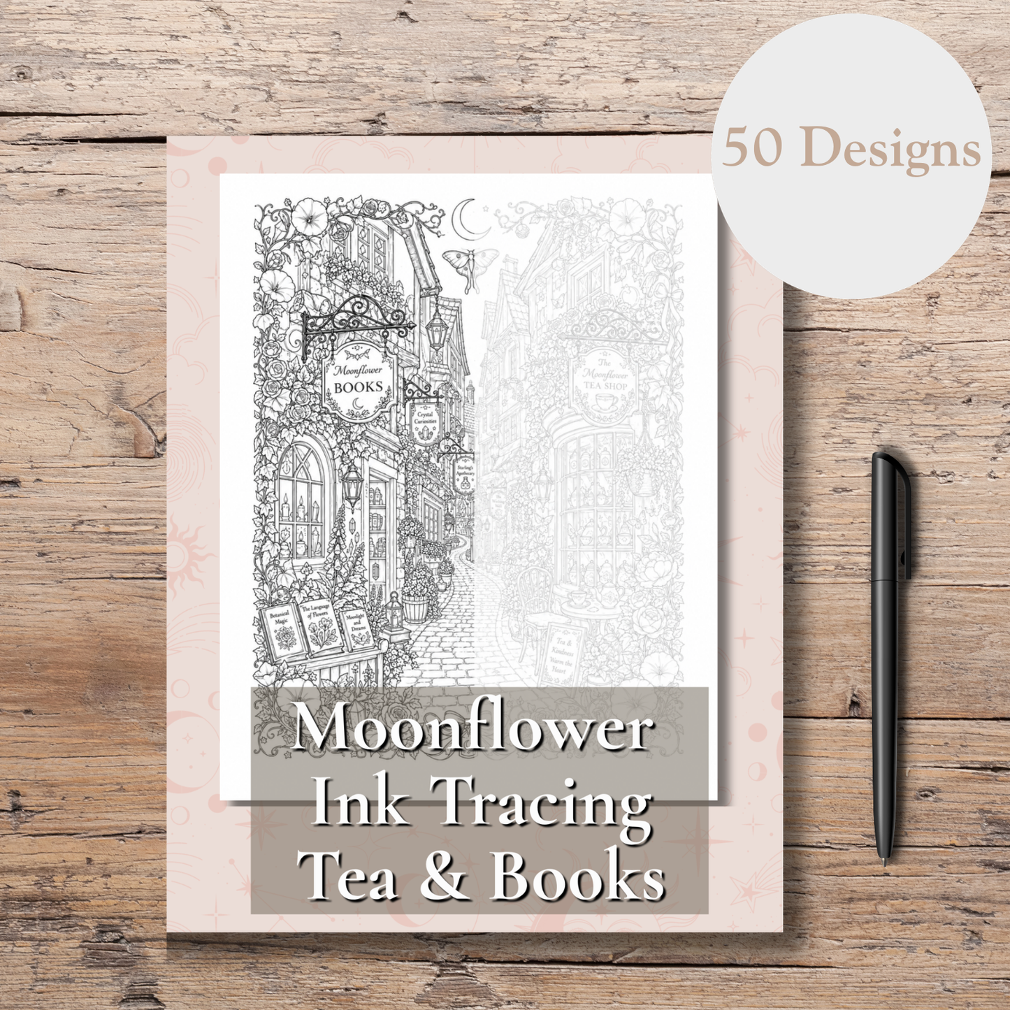 Moonflower - Tea & Books - Ink Tracing Book