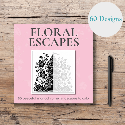Monochrome Coloring Book - Floral Escapes